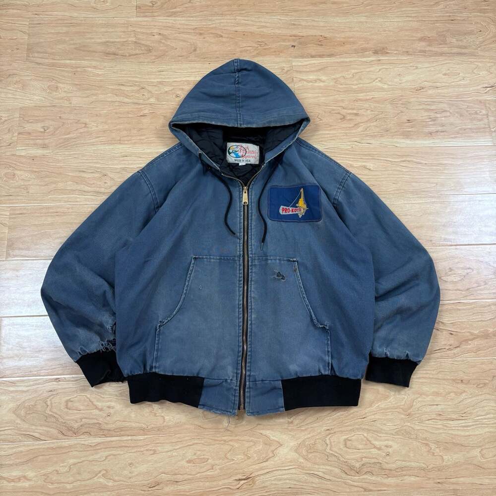 Vintage Ozark Mountain Apparel Quilted Lined Canvas Hooded Work Jacket